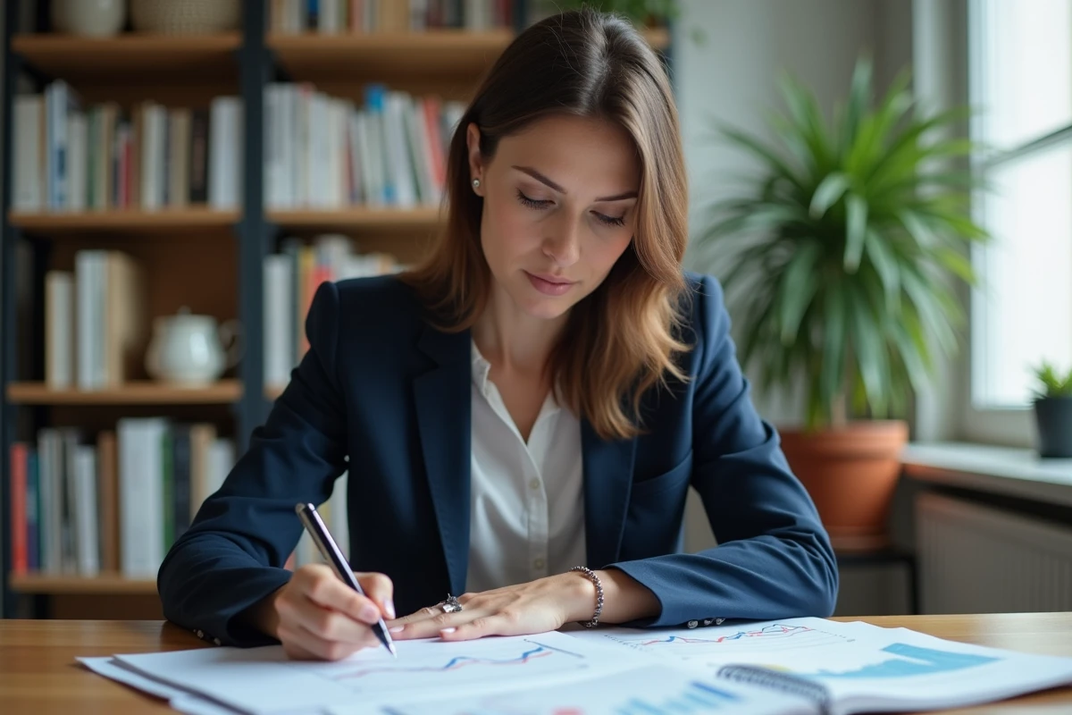 Femme analysant des graphiques financiers pour choisir les meilleurs placements d'épargne en 2024